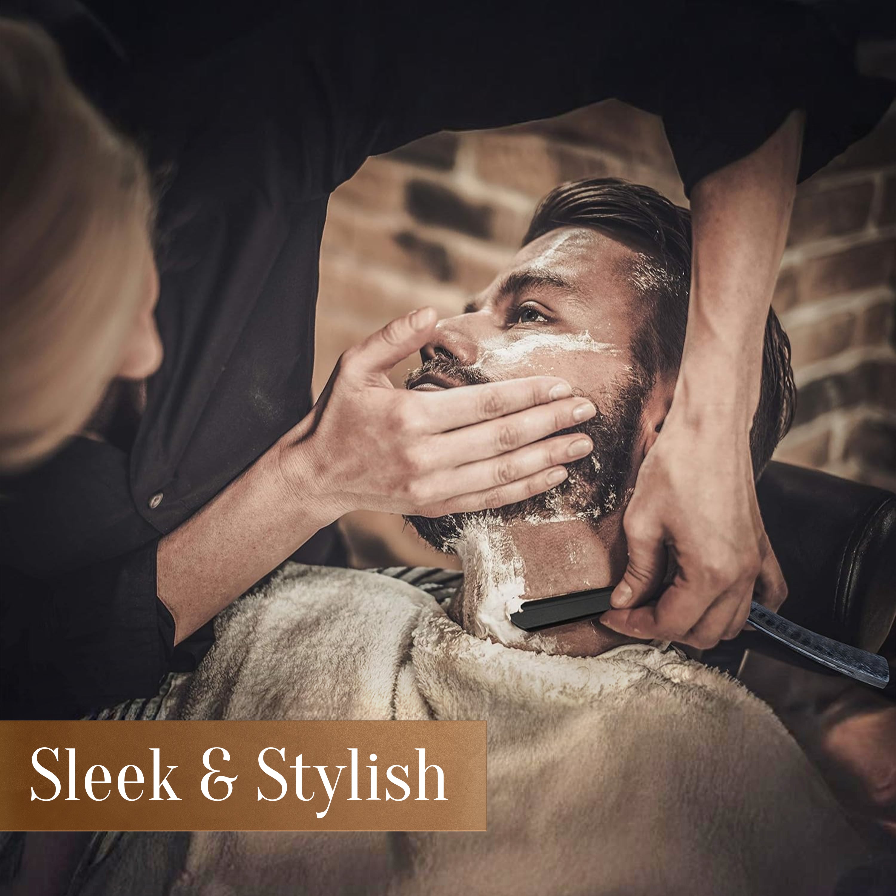 Facón Straight Razors for Men - Professional Barber Straight Edge Razor Kit with 100 Blades, Wooden Stainless Steel Barbero Shaver for a Smooth & Precise Shave, Premium Barber Razor for Men's Shaving