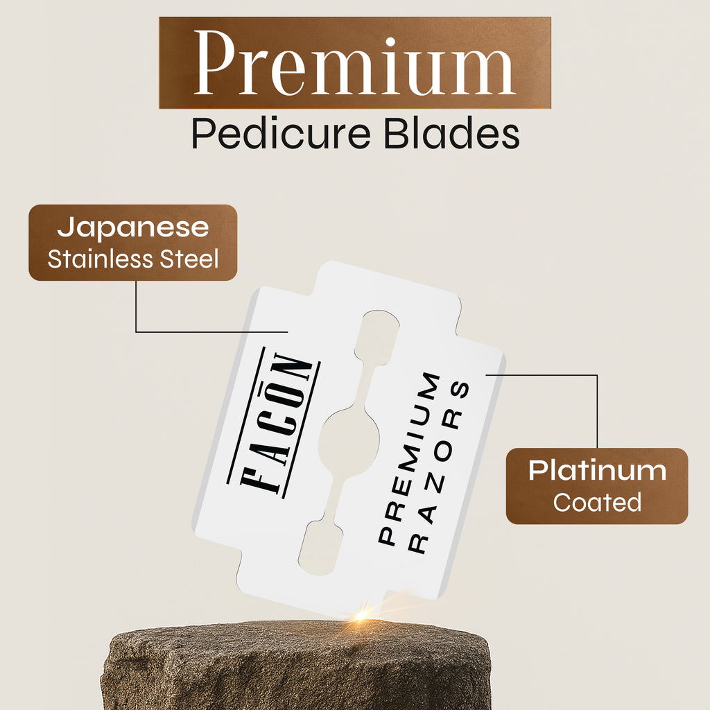 50 Facón Professional Callus Shaver Replacement Blades, Corn Plane Razor Blades for Callus Removal, Premium Platinum Japanese Stainless Steel, Pedicure Razor Blades Remove Calluses, Corns & Rough Skin