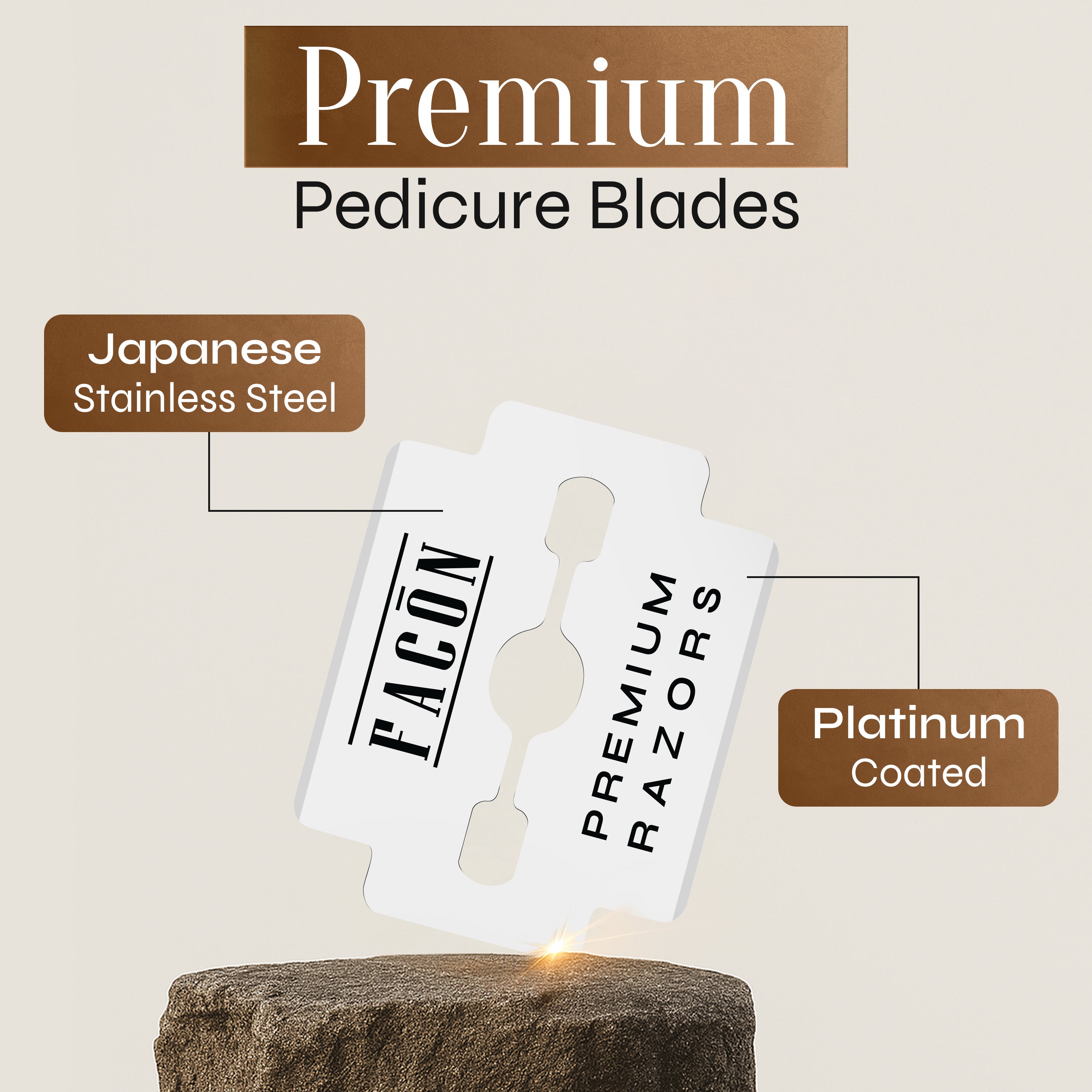 50 Facón Professional Callus Shaver Replacement Blades, Corn Plane Razor Blades for Callus Removal, Premium Platinum Japanese Stainless Steel, Pedicure Razor Blades Remove Calluses, Corns & Rough Skin