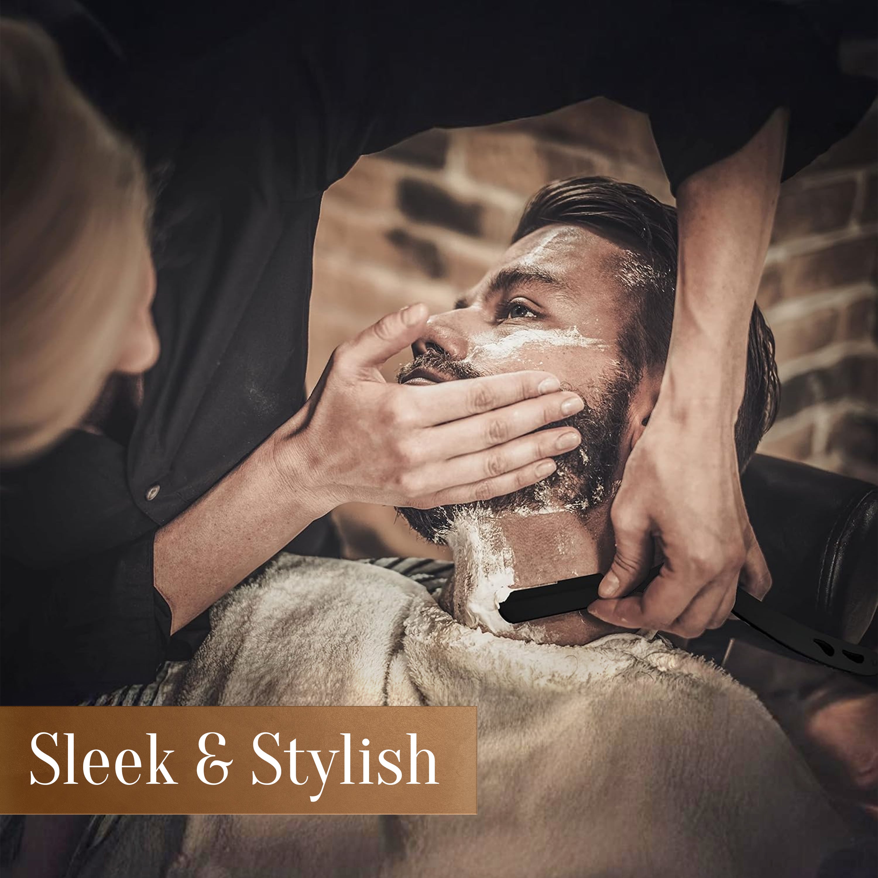 Facón Straight Razors for Men - Professional Barber Straight Edge Razor Kit with 100 Blades, Classic Stainless Steel Barbero Shaver for a Smooth & Precise Shave, Premium Barber Razor for Men's Shaving