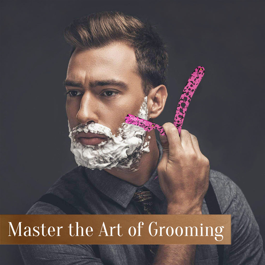 Facón Straight Razors for Men - Professional Barber Straight Edge Razor Kit with 100 Blades, Classic Stainless Steel Barbero Shaver for a Smooth & Precise Shave, Premium Barber Razor for Men's Shaving