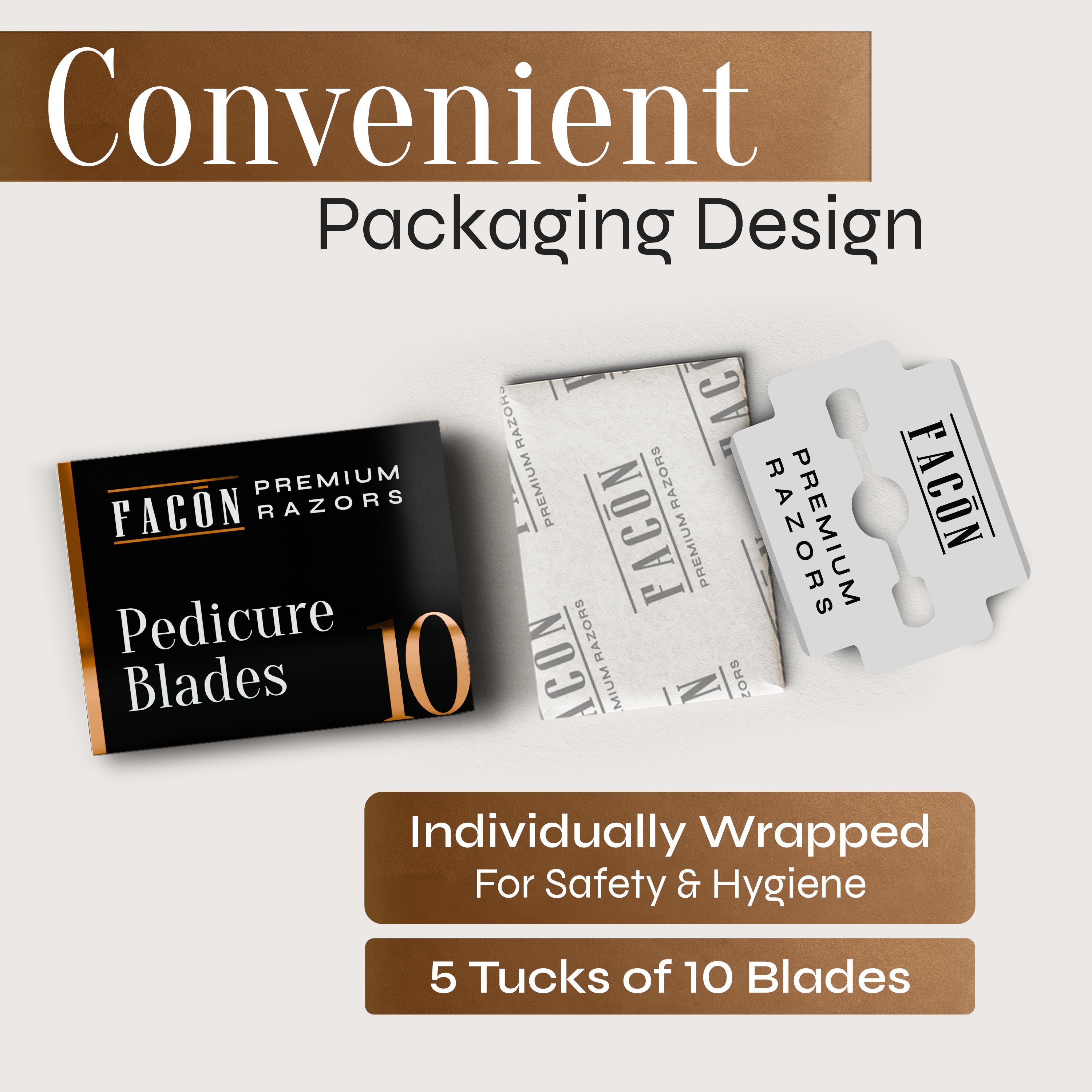 50 Facón Professional Callus Shaver Replacement Blades, Corn Plane Razor Blades for Callus Removal, Premium Platinum Japanese Stainless Steel, Pedicure Razor Blades Remove Calluses, Corns & Rough Skin