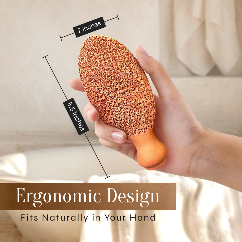 Facón Pumice Stone for Feet Callus Remover - Terra-Cotta Foot Scrubber with 2 Sides, 100% Pure Natural Foot Pumice Stone, Pedicure Pumice Stone Scrubber, Foot Exfoliator, Removes Calluses & Dead Skin