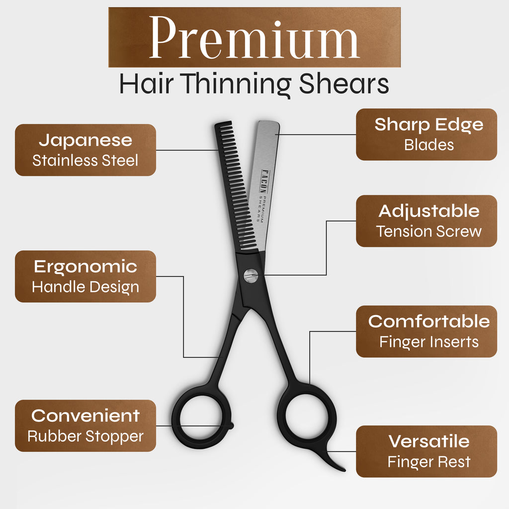 Facón Hair Thinning Scissors - Professional Hair Scissors 6.5" Razor Edge Barber Shears Salon Hair Texturizing Shears - Japanese Stainless Steel - Precision Thinning Premium Shear for Salon & Home Use