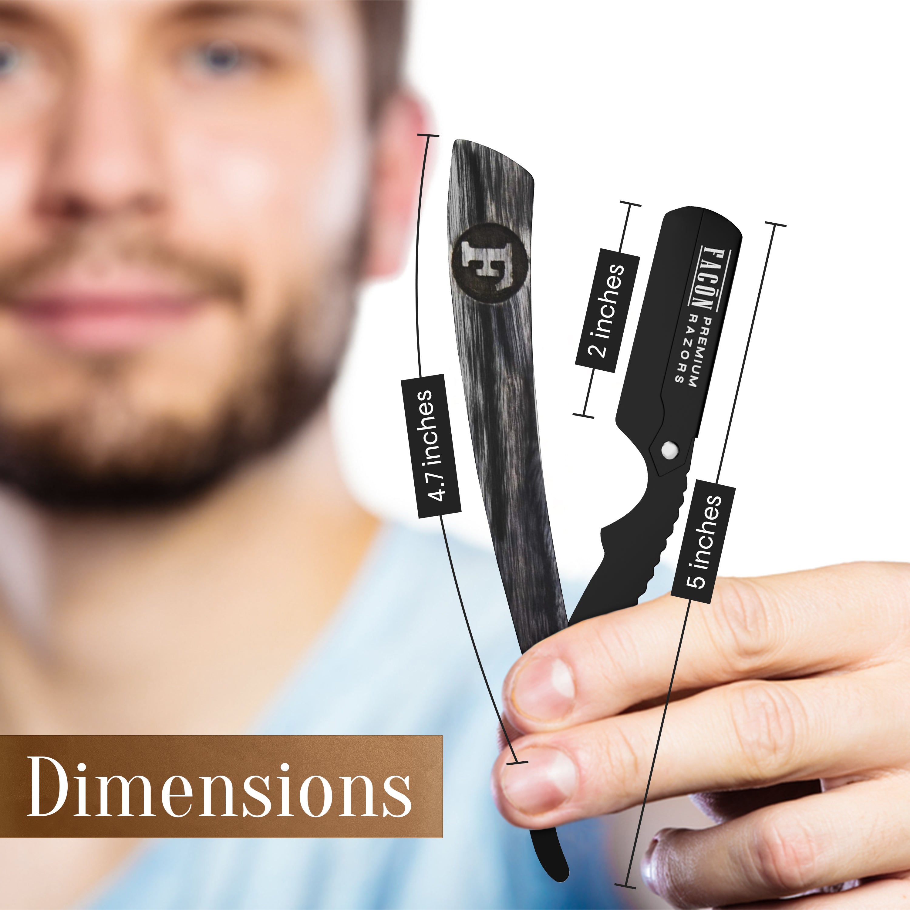 Facón Straight Razors for Men - Professional Barber Straight Edge Razor Kit with 100 Blades, Wooden Stainless Steel Barbero Shaver for a Smooth & Precise Shave, Premium Barber Razor for Men's Shaving
