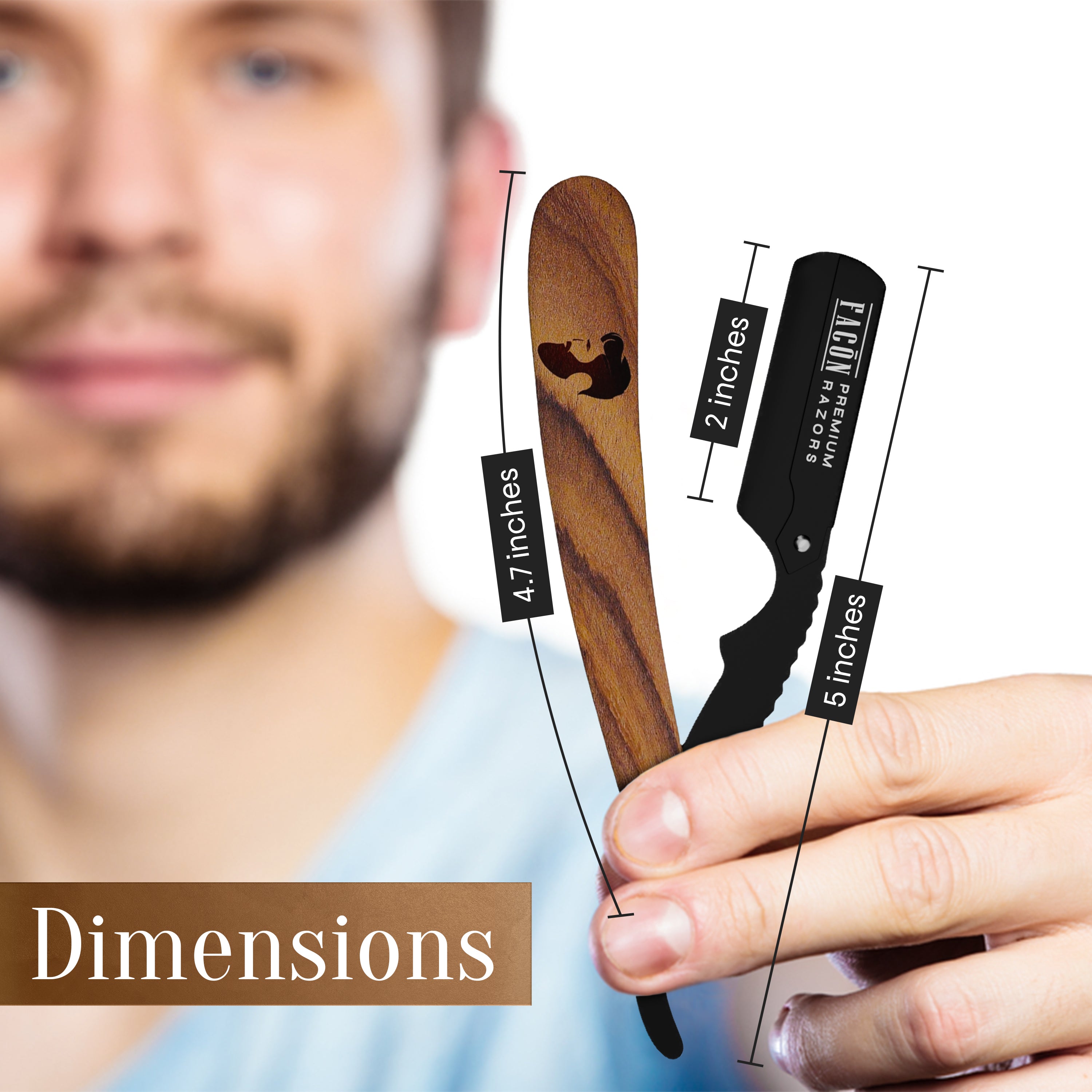 Facón Straight Razors for Men - Professional Barber Straight Edge Razor Kit with 100 Blades, Wooden Stainless Steel Barbero Shaver for a Smooth & Precise Shave, Premium Barber Razor for Men's Shaving