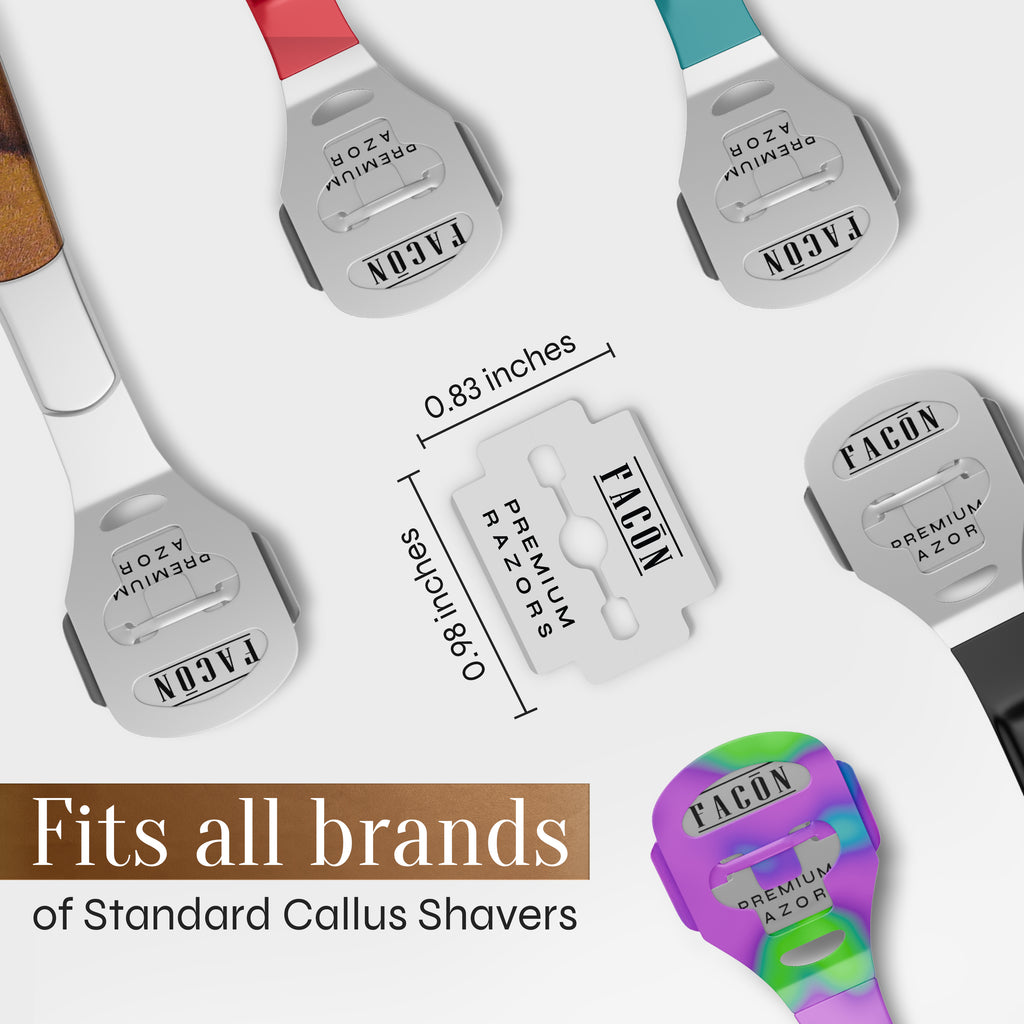 50 Facón Professional Callus Shaver Replacement Blades, Corn Plane Razor Blades for Callus Removal, Premium Platinum Japanese Stainless Steel, Pedicure Razor Blades Remove Calluses, Corns & Rough Skin