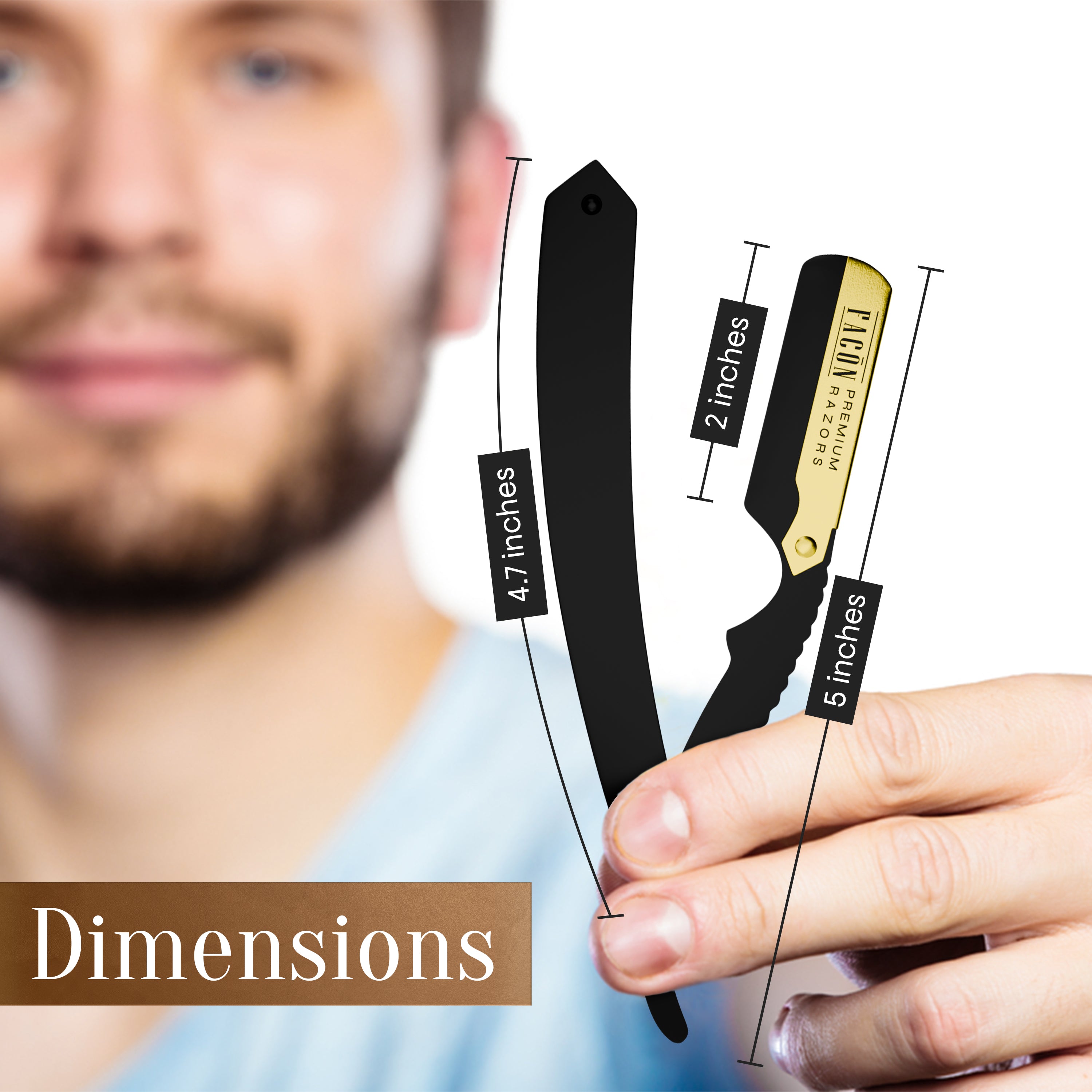 Facón Straight Razors for Men - Professional Barber Straight Edge Razor Kit with 100 Blades, Classic Stainless Steel Barbero Shaver for a Smooth & Precise Shave, Premium Barber Razor for Men's Shaving
