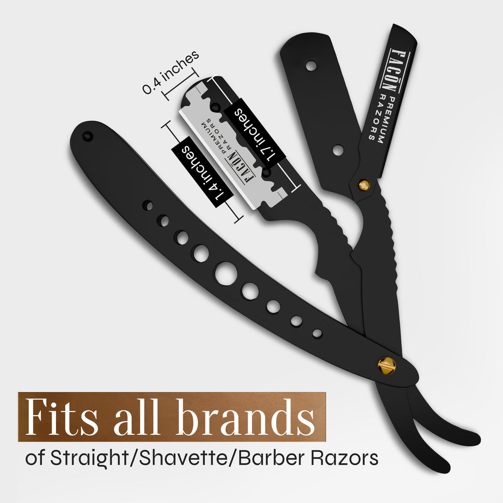 100 Facón Single Edge Razor Blades for Barber Straight Razor, Straight Razor Blades for Shaving, Platinum Japanese Stainless Steel for Smooth & Precise Shave, Premium Replacement Barber Razor Blade