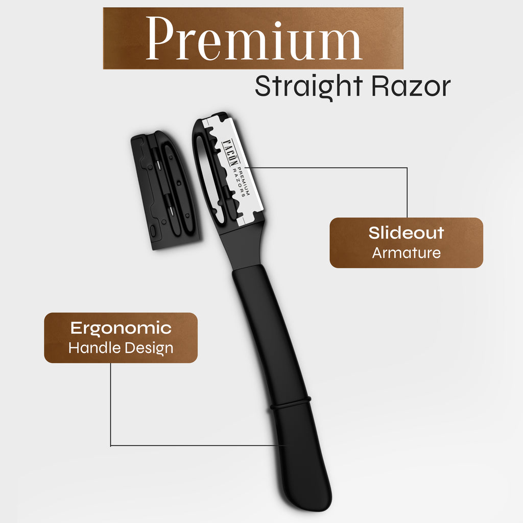 Facón Straight Razors for Men - Professional Barber Straight Edge Razor Kit with 100 Blades,Japanese Stainless Steel Barbero Shaver for a Smooth & Precise Shave, Premium Barber Razor for Men's Shaving