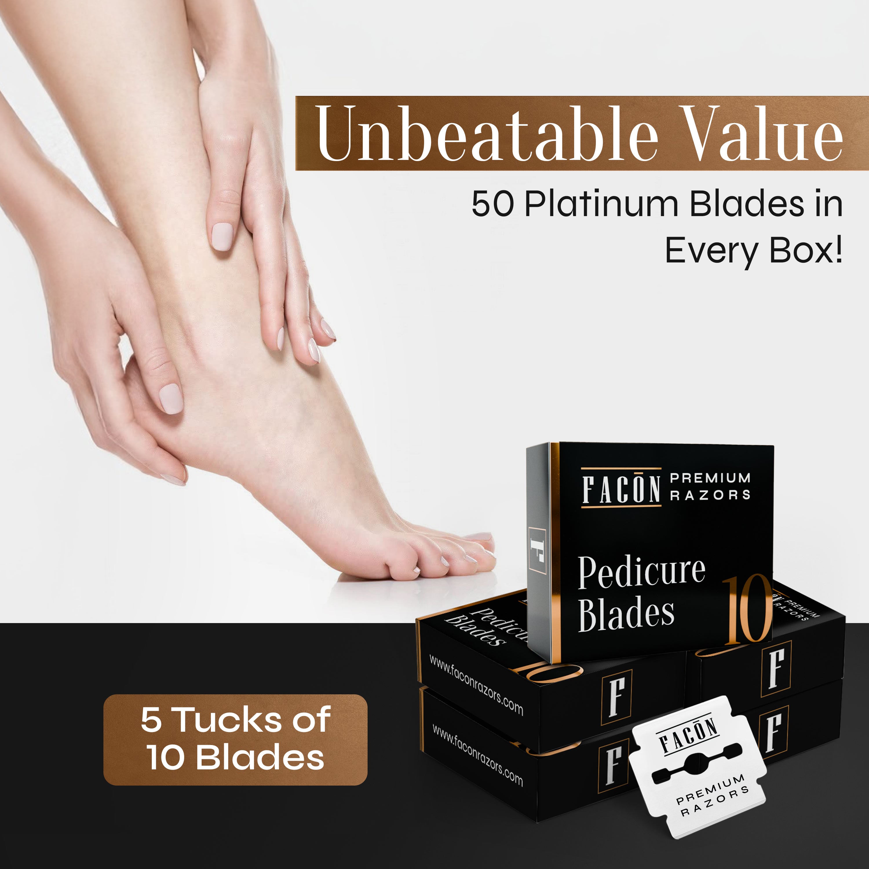 50 Facón Professional Callus Shaver Replacement Blades, Corn Plane Razor Blades for Callus Removal, Premium Platinum Japanese Stainless Steel, Pedicure Razor Blades Remove Calluses, Corns & Rough Skin