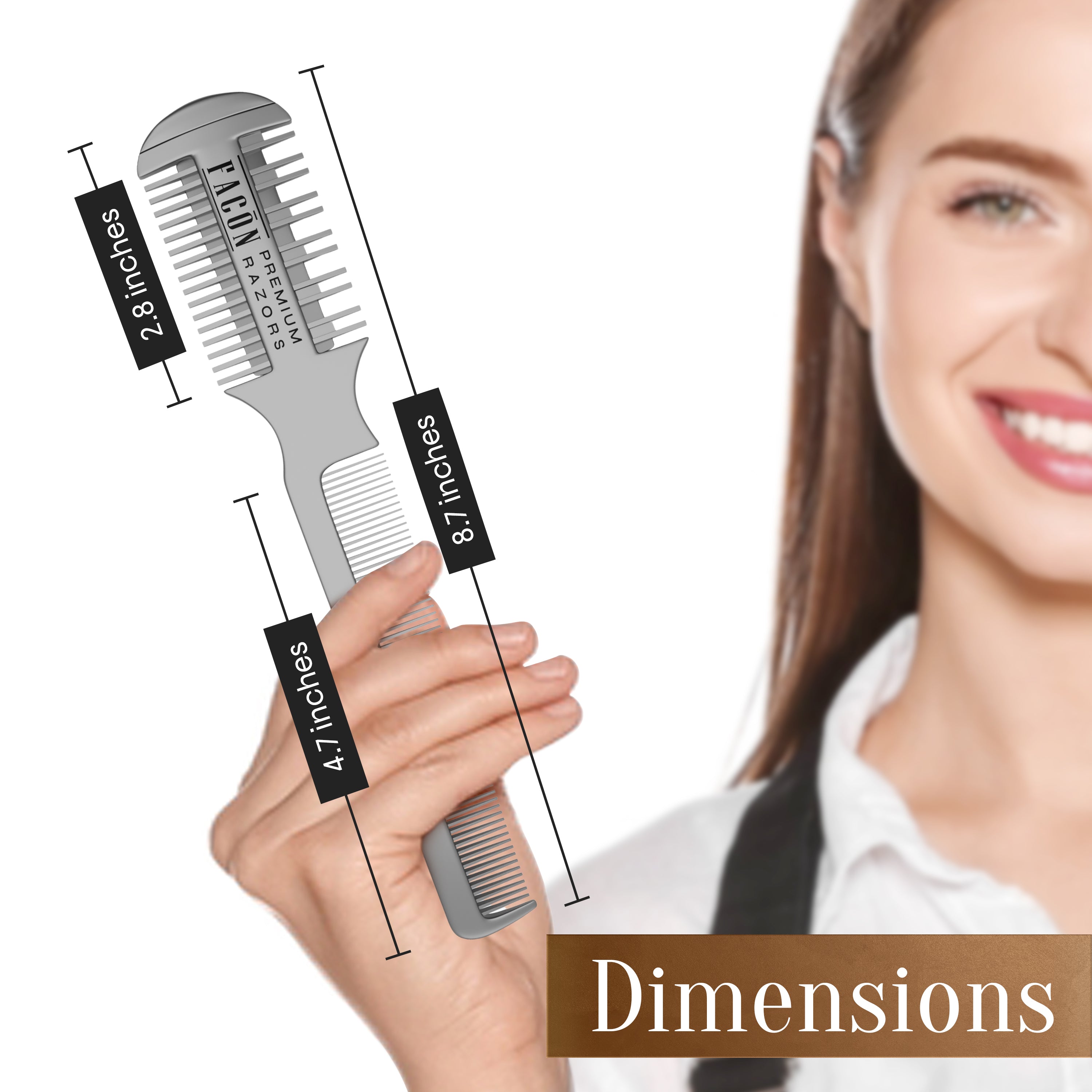 Facón Razor Comb for Hair Cutting - Professional Hair Cutting Comb Kit with 12 Replacement Blades, Double Edge Shaper for Salon & Home, Premium Styling Thinning Texturizing Split Ends Trimming Razor