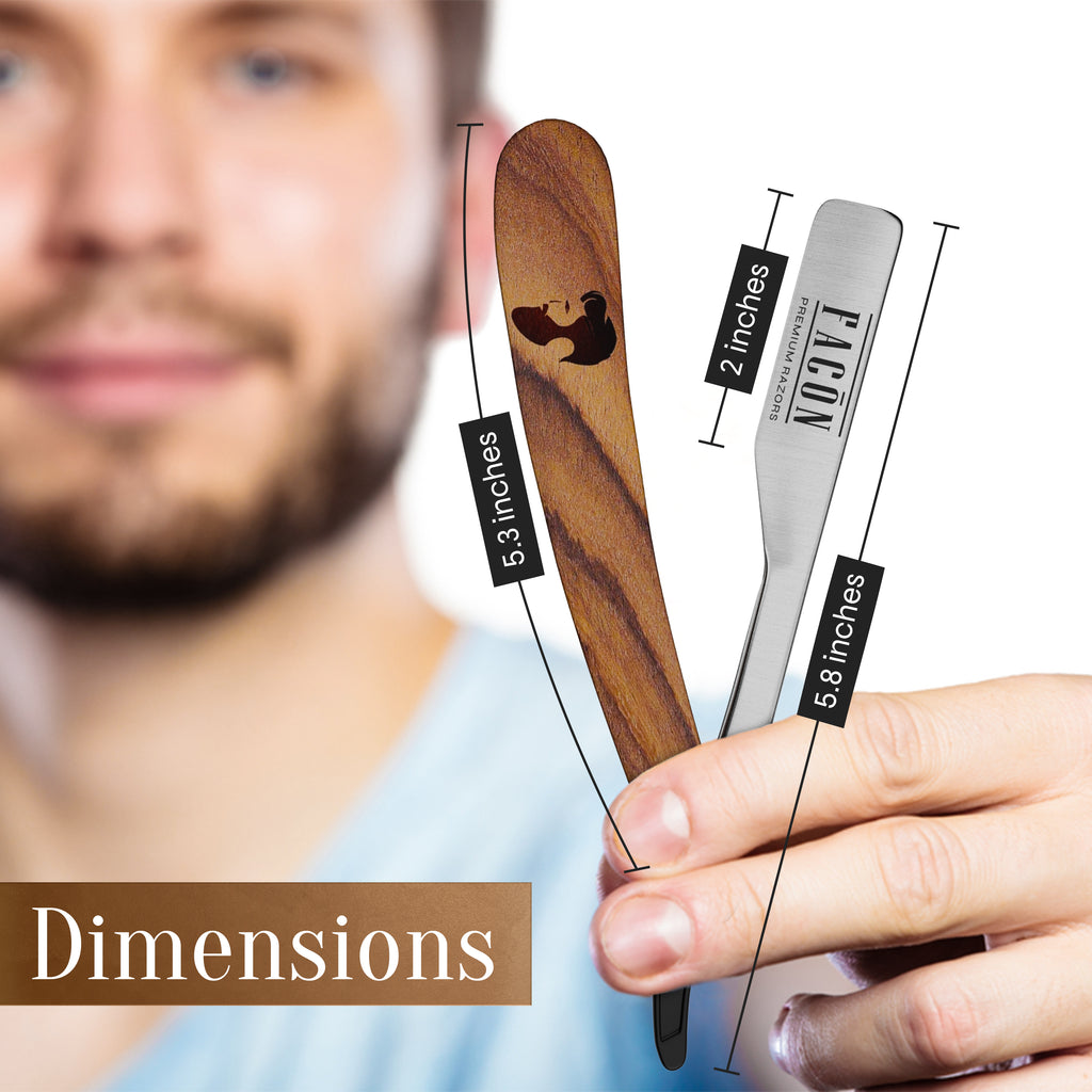 Facón Straight Razors for Men - Professional Barber Straight Edge Razor Kit with 100 Blades, Wooden Stainless Steel Barbero Shaver for a Smooth & Precise Shave, Premium Barber Razor for Men's Shaving