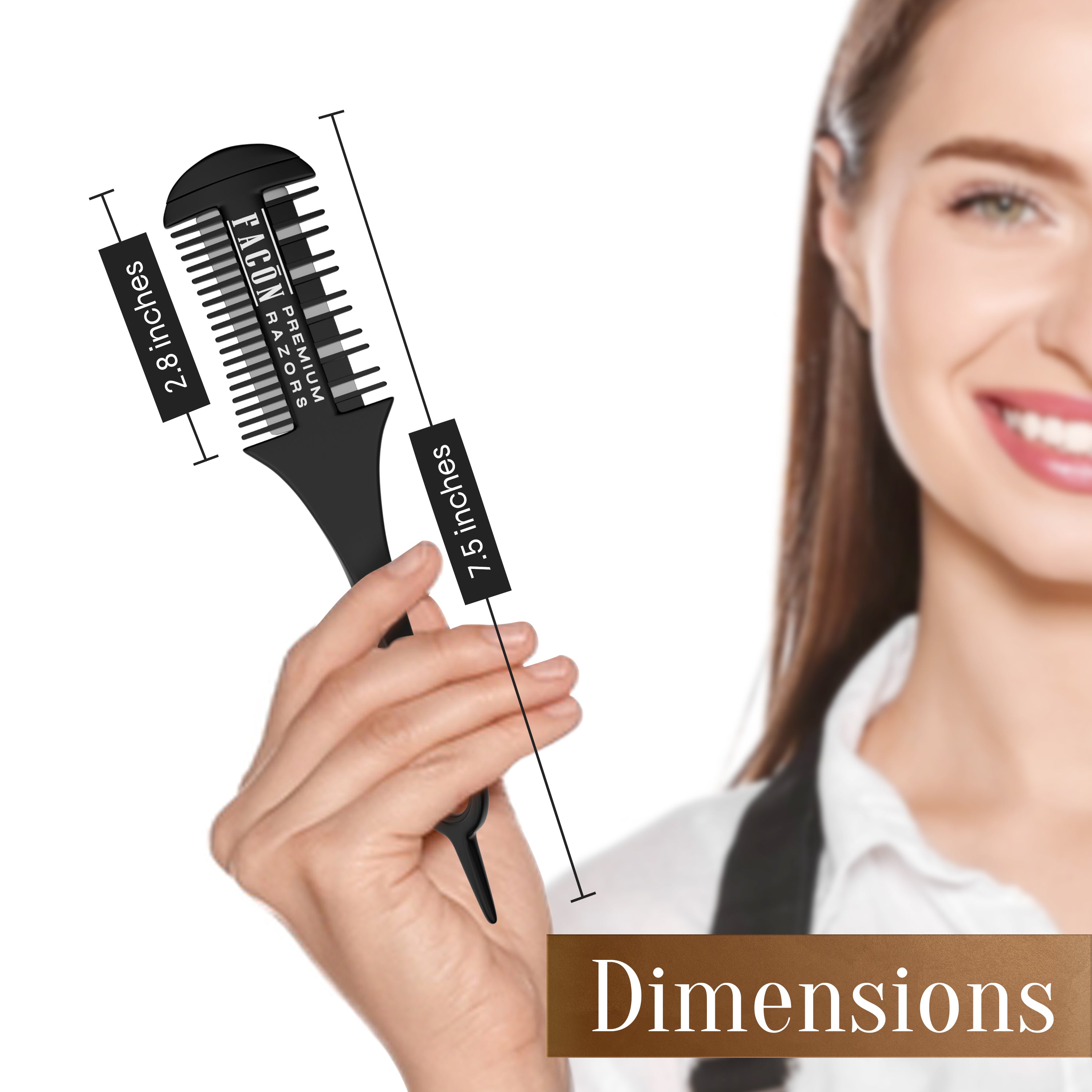 Facón Razor Comb for Hair Cutting - Professional Hair Cutting Comb Kit with 12 Replacement Blades, Double Edge Shaper for Salon & Home, Premium Styling Thinning Texturizing Split Ends Trimming Razor