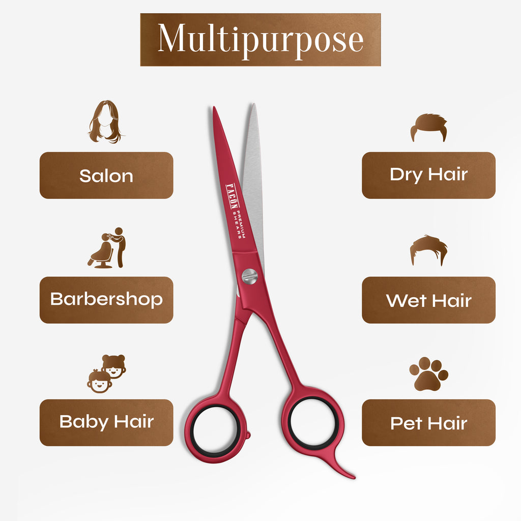 Facón Hair Cutting Scissors - Professional Hair Scissors 6.5 Inch Razor Edge Barber Shears Salon Hair Cutting Shears - Japanese Stainless Steel - Precision Cutting Premium Shears for Men, Women & Kids