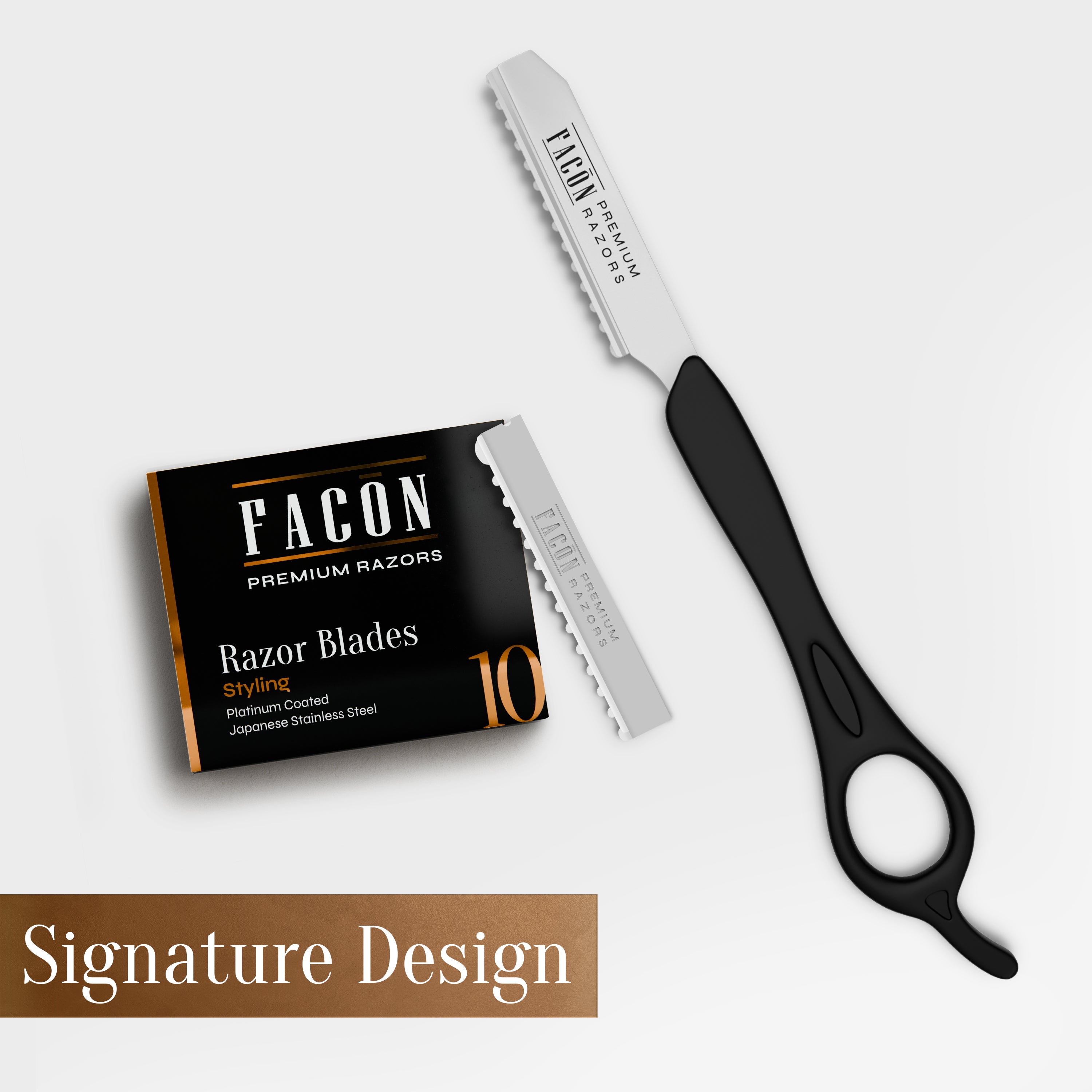 Facón Hair Razors for Cutting Hair - Professional Hair Styling Razor Kit with 11 Replacement Blades, Stainless Steel Hair Cutting Tool for Salon & Home, Premium Hair Thinning Texturizing Faether Razor