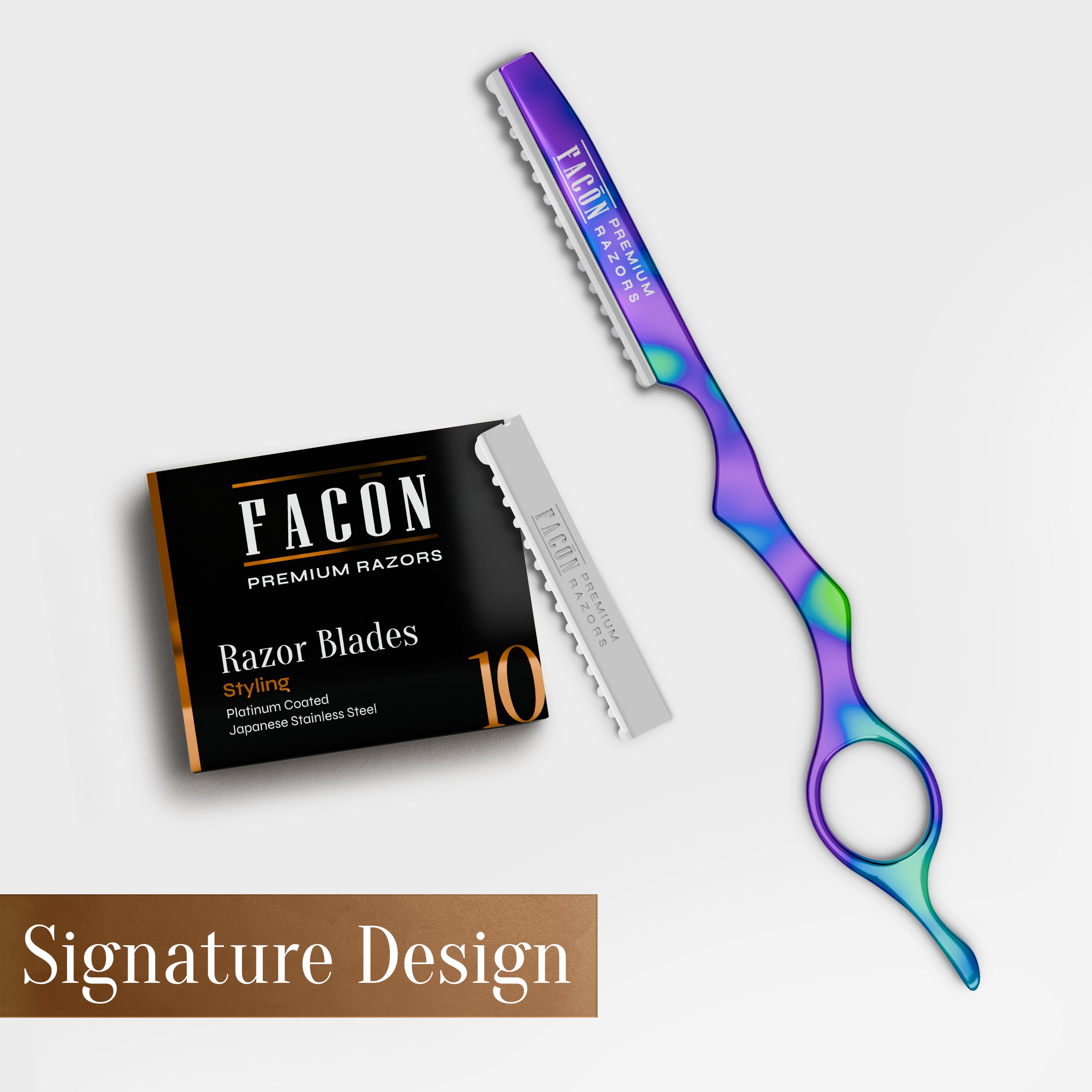 Facón Hair Razors for Cutting Hair - Professional Hair Styling Razor Kit with 11 Replacement Blades, Stainless Steel Hair Cutting Tool for Salon & Home, Premium Hair Thinning Texturizing Faether Razor