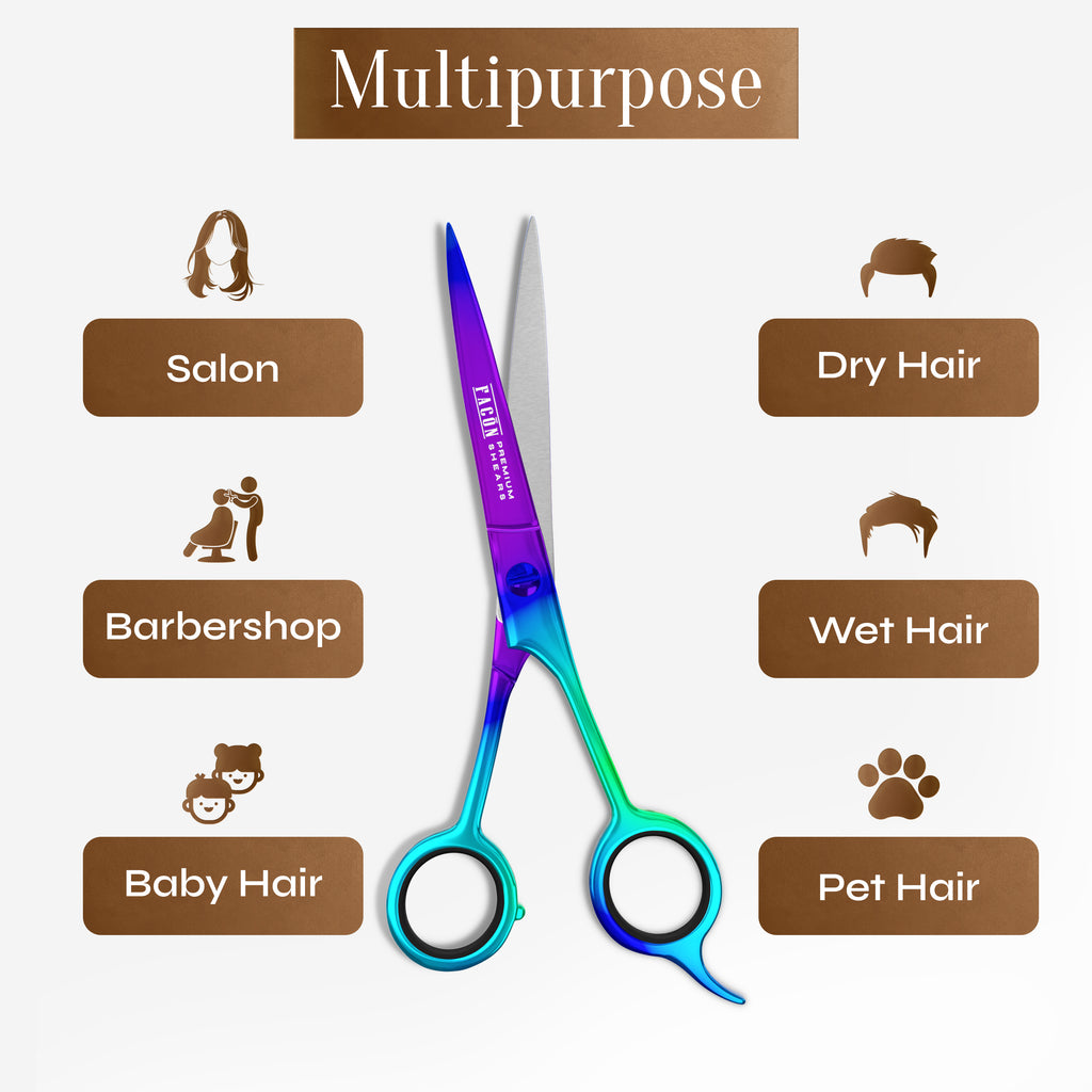 Facón Hair Cutting Scissors - Professional Hair Scissors 6.5 Inch Razor Edge Barber Shears Salon Hair Cutting Shears - Japanese Stainless Steel - Precision Cutting Premium Shears for Men, Women & Kids