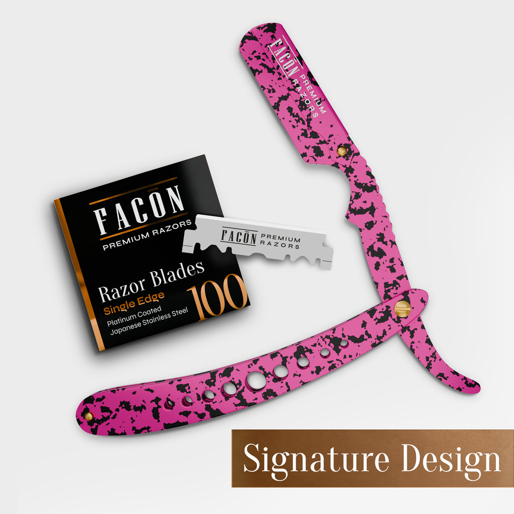 Facón Straight Razors for Men - Professional Barber Straight Edge Razor Kit with 100 Blades, Classic Stainless Steel Barbero Shaver for a Smooth & Precise Shave, Premium Barber Razor for Men's Shaving