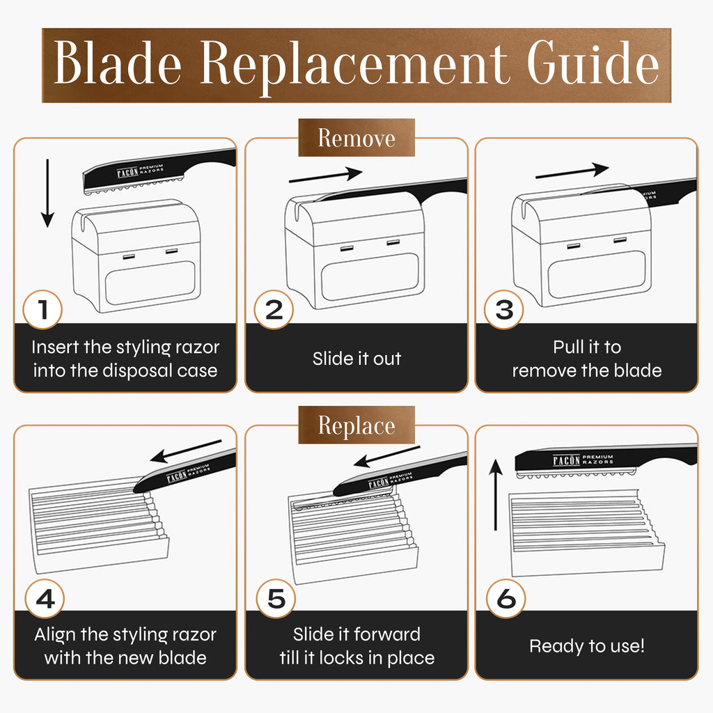 Facón Hair Razors for Cutting Hair - Professional Hair Styling Razor Kit with 11 Replacement Blades, Stainless Steel Hair Cutting Tool for Salon & Home, Premium Hair Thinning Texturizing Faether Razor