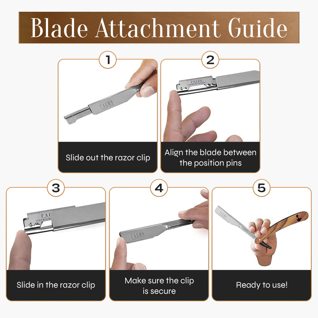 Facón Straight Razors for Men - Professional Barber Straight Edge Razor Kit with 100 Blades, Wooden Stainless Steel Barbero Shaver for a Smooth & Precise Shave, Premium Barber Razor for Men's Shaving