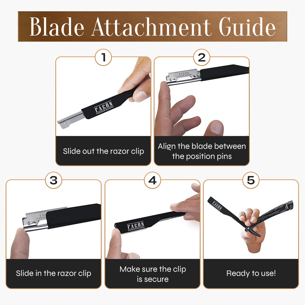 Facón Straight Razors for Men - Professional Barber Straight Edge Razor Kit with 100 Blades, Wooden Stainless Steel Barbero Shaver for a Smooth & Precise Shave, Premium Barber Razor for Men's Shaving