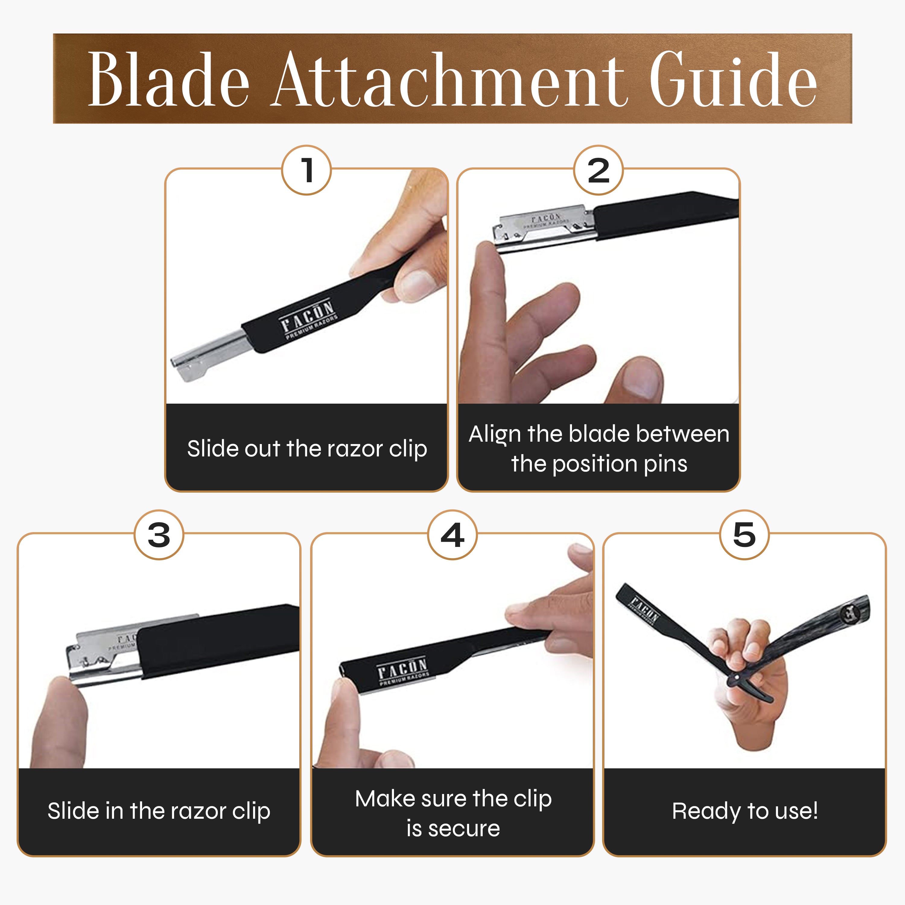 Facón Straight Razors for Men - Professional Barber Straight Edge Razor Kit with 100 Blades, Wooden Stainless Steel Barbero Shaver for a Smooth & Precise Shave, Premium Barber Razor for Men's Shaving