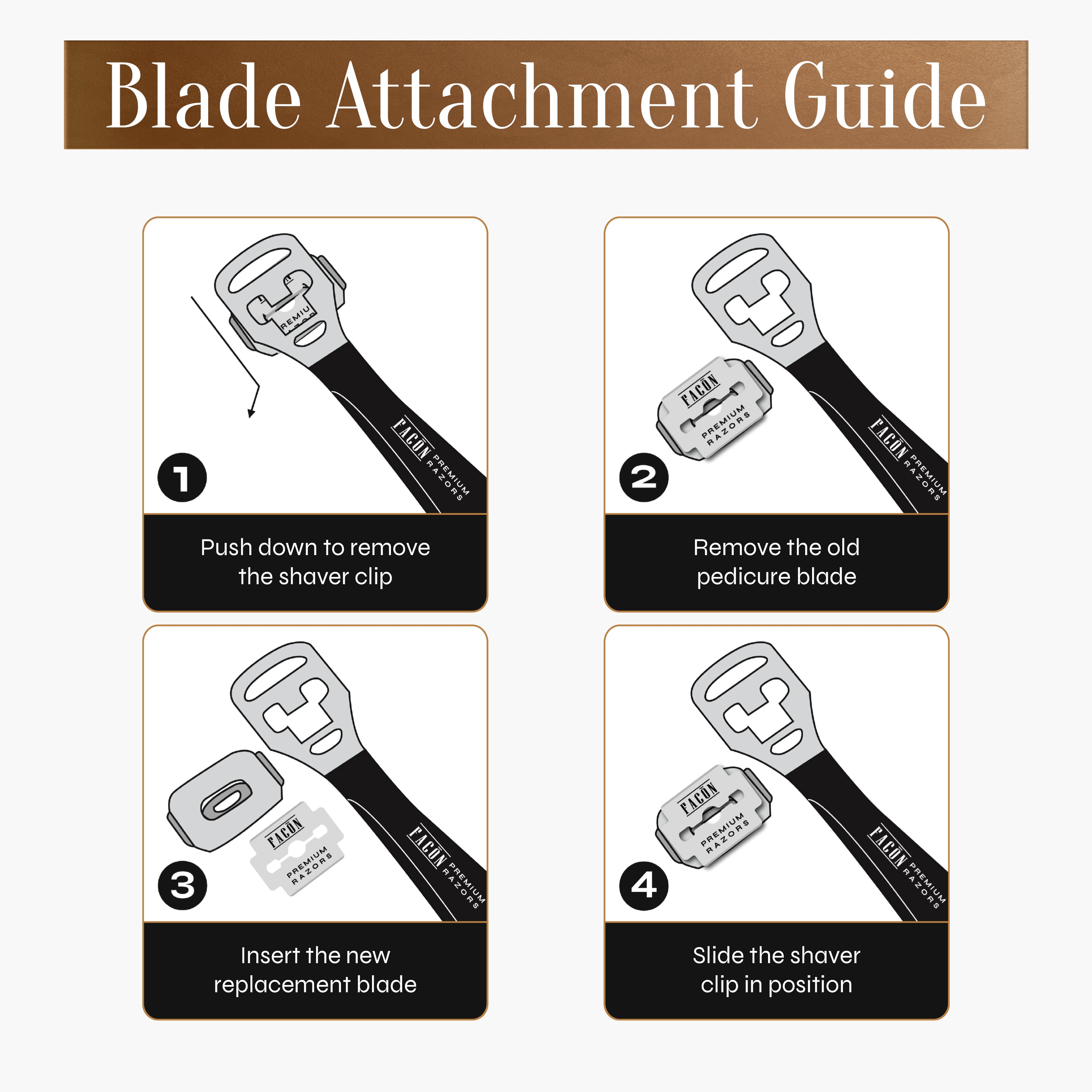 50 Facón Professional Callus Shaver Replacement Blades, Corn Plane Razor Blades for Callus Removal, Premium Platinum Japanese Stainless Steel, Pedicure Razor Blades Remove Calluses, Corns & Rough Skin