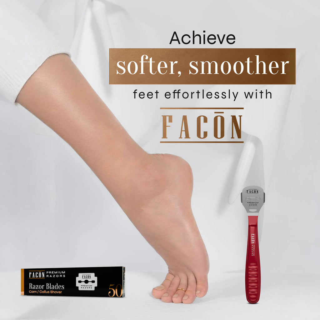 Facón Professional Callus Shaver Remover with 50 Blades, Pedicure Razor for Feet & Hands, Foot Razor for Callus Removal, Callus Blade Remover, Corn Shaver, Surgical Grade Premium Stainless Steel Tool