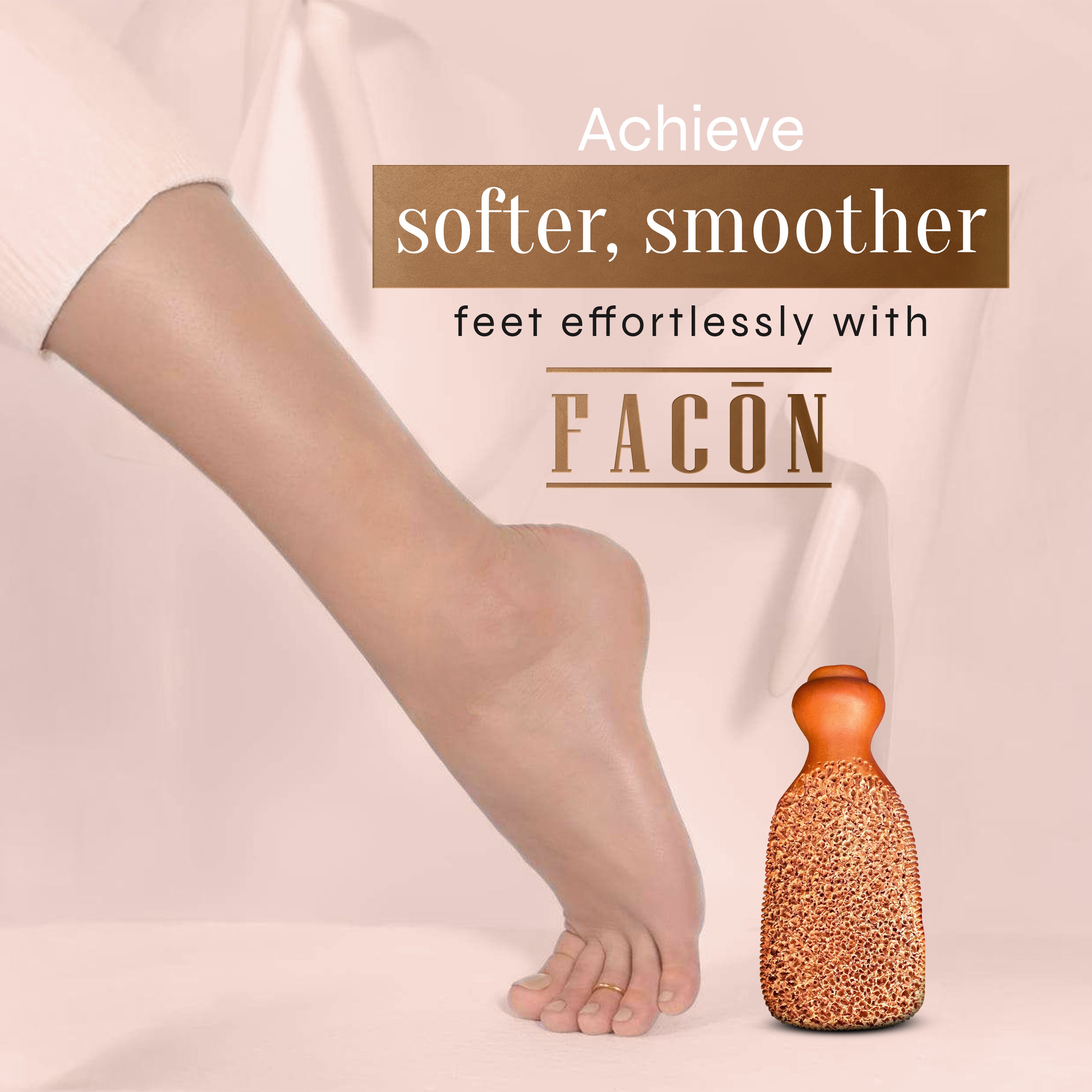 Facón Pumice Stone for Feet Callus Remover - Terra-Cotta Foot Scrubber with 2 Sides, 100% Pure Natural Foot Pumice Stone, Pedicure Pumice Stone Scrubber, Foot Exfoliator, Removes Calluses & Dead Skin