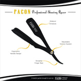 100 BLADES + Facón Professional Classic Japanese Straight Edge Feather Barber Razor - Salon Quality Cut Throat Shavette (The Maestro)