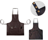 Facón Professional Leather Hair Cutting Hairdressing Barber Apron Cape for Salon Hairstylist - Multi-use, Adjustable with 6 pockets - Heavy Duty Premium Quality - Limited Edition - 28" x 24" (Brown)
