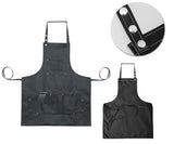 Facón Professional Leather Hair Cutting Hairdressing Barber Apron Cape for Salon Hairstylist - Multi-use, Adjustable with 6 Pockets - Heavy Duty Premium Quality - Limited Edition - 28" x 24" (Black)