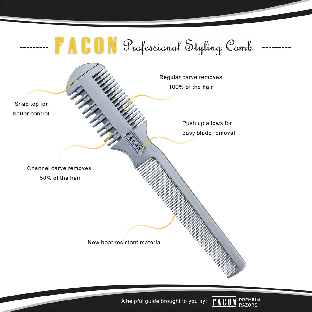 Facón Razor Comb for Hair Cutting - Professional Hair Cutting Comb Kit ...