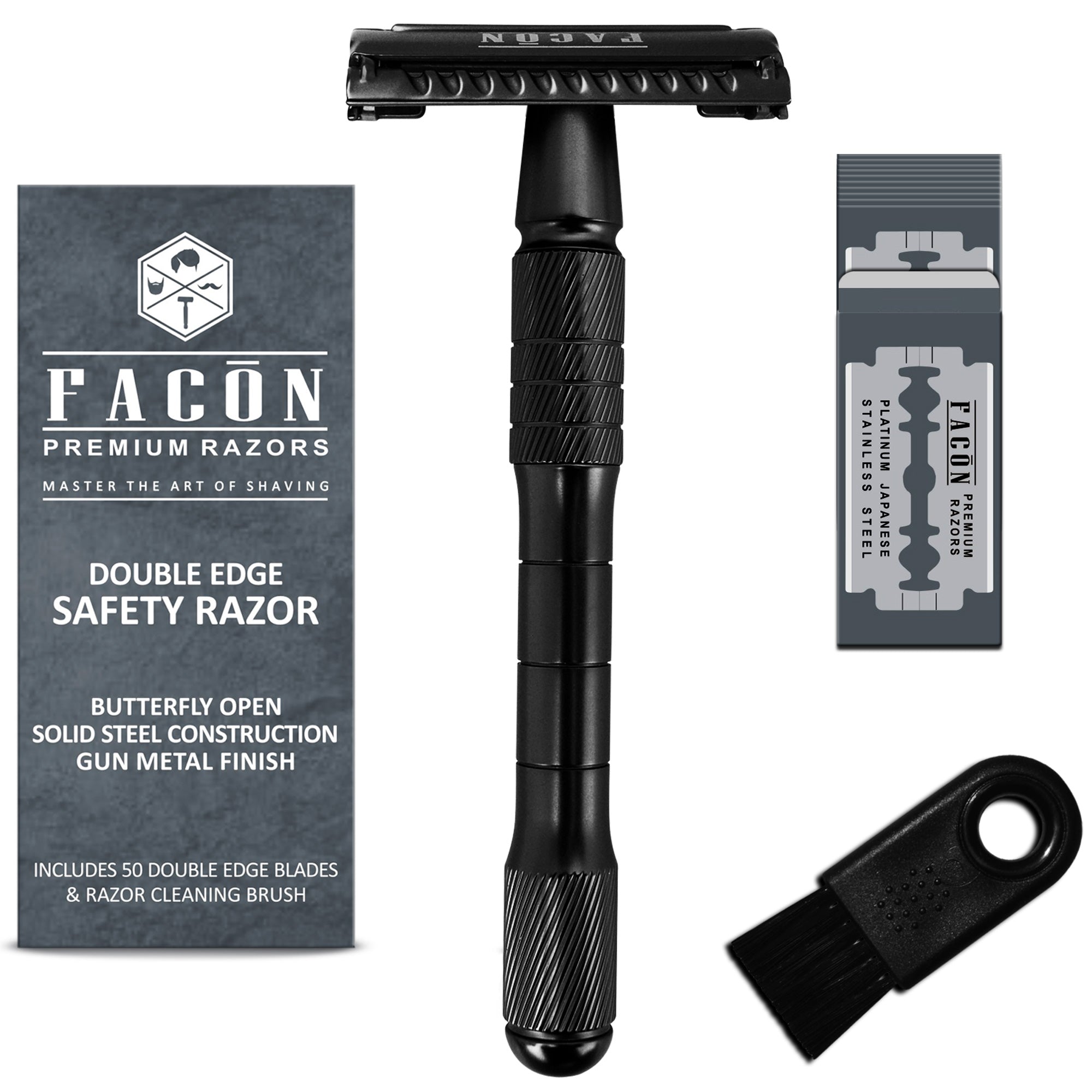 50 BLADES + Facón Classic Long Handle Double Edge Safety Razor - Plati ...