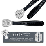 50 Blades + Facón Professional Pedicure Callus Shaver Remover - Premium Salon Quality Surgical Grade Stainless Steel - Removes Calluses, Corns & Rough Skin