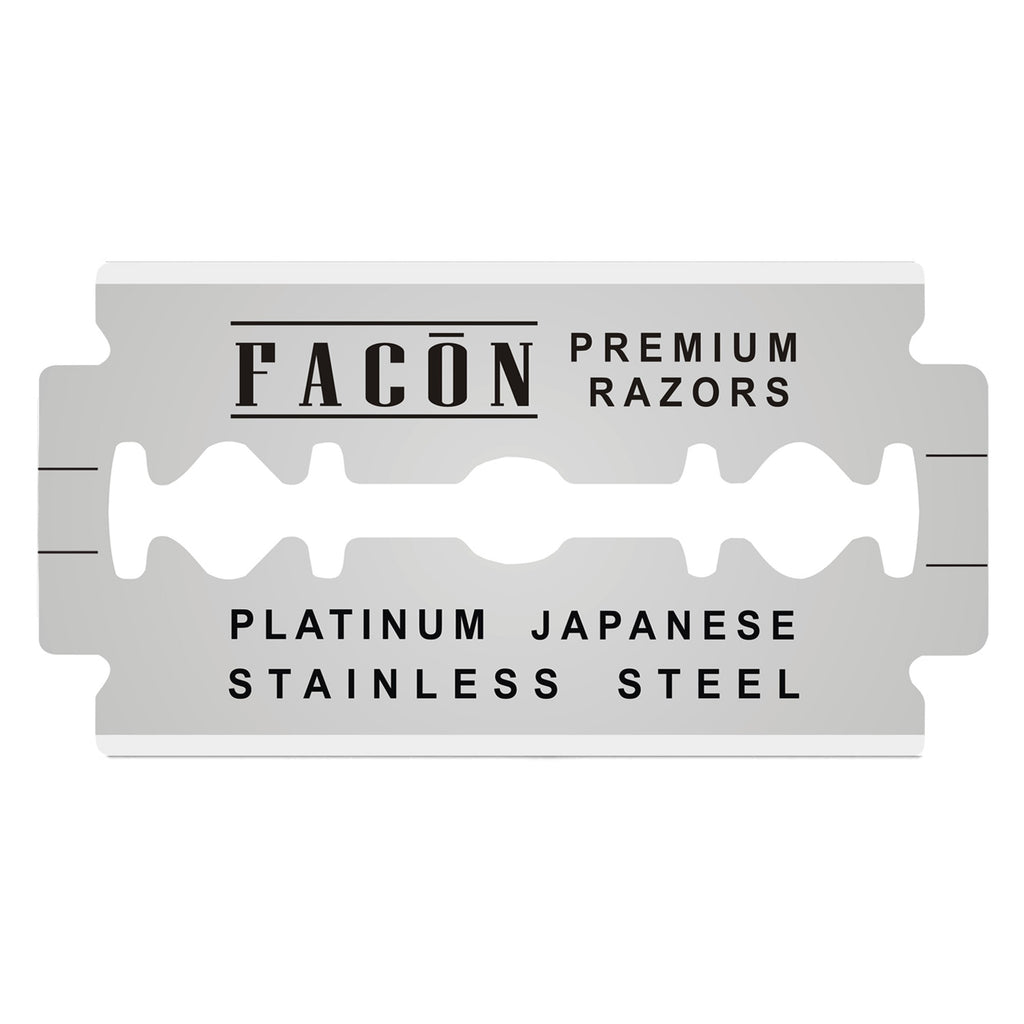 50 Facón Platinum Japanese Stainless Steel Double Edge Razor Blades fo –  Facon Razors