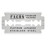 50 Facón Platinum Japanese Stainless Steel Double Edge Razor Blades for Safety Razor - Close Smooth Shaving Experience - 200+ Shaves