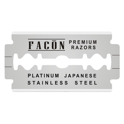 50 Facón Platinum Japanese Stainless Steel Double Edge Razor Blades for Safety Razor - Close Smooth Shaving Experience - 200+ Shaves